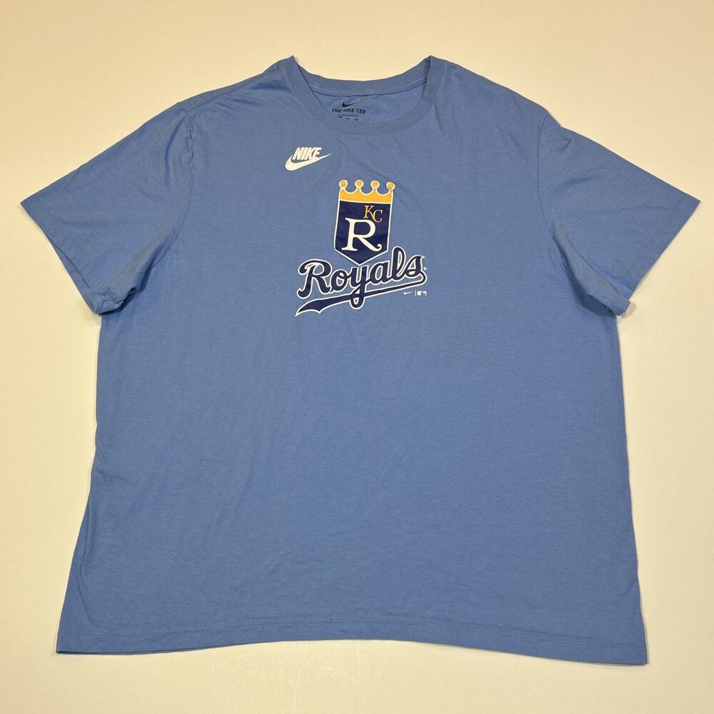 Nike Kansas City Royals T Shirt Mens XXL Blue MLB Logo Cotton